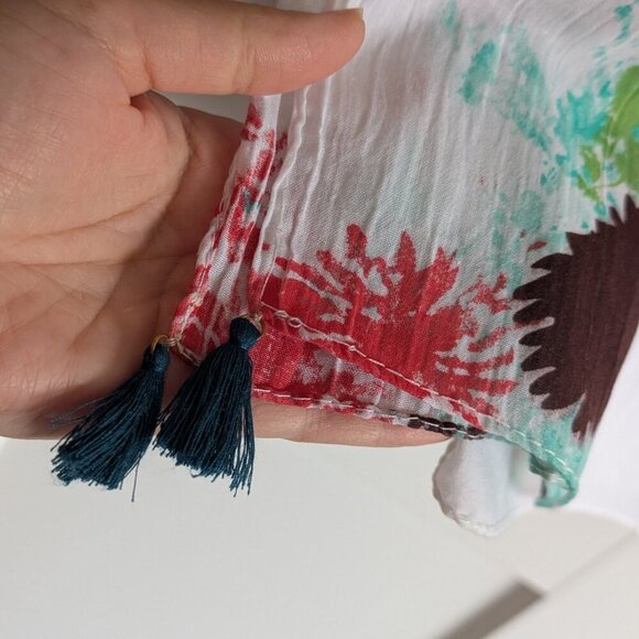 BN 💯 Organic Cotton watercolor Scarf with Tassels (2) - Picture 3 of 6